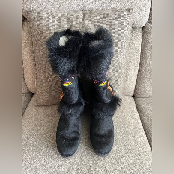 Tecnica Vintage Women’s Black Fur Scandia Apres Ski Boots Size 40 (size 9 US)